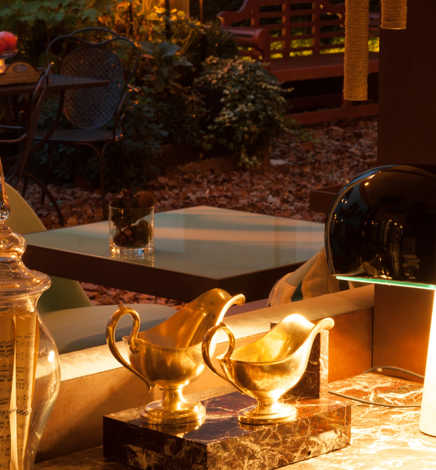 garden table in the evening hotel Desenzano